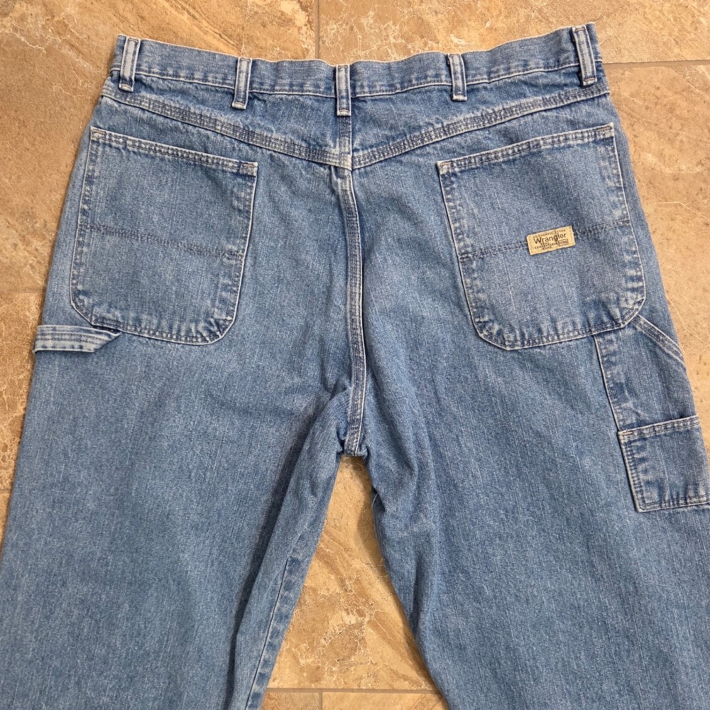 Wrangler Hero Mens Carpenter Jeans Medium Wash Denim Blue 38x30 - Picture 10 of 11